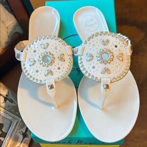 Jack Rogers Cream and Gold Sandals